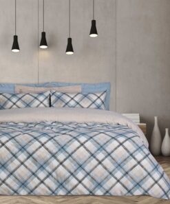 9616 ΣΕΤ ΠΑΠΛΩΜΑΤΟΘΗΚΗ ΥΠΕΡΔΙΠΛΗ 220Χ240 HAPPY FLANNEL ΜΠΛΕ-ΜΠΕΖ-ΓΚΡΙ - DAS HOME